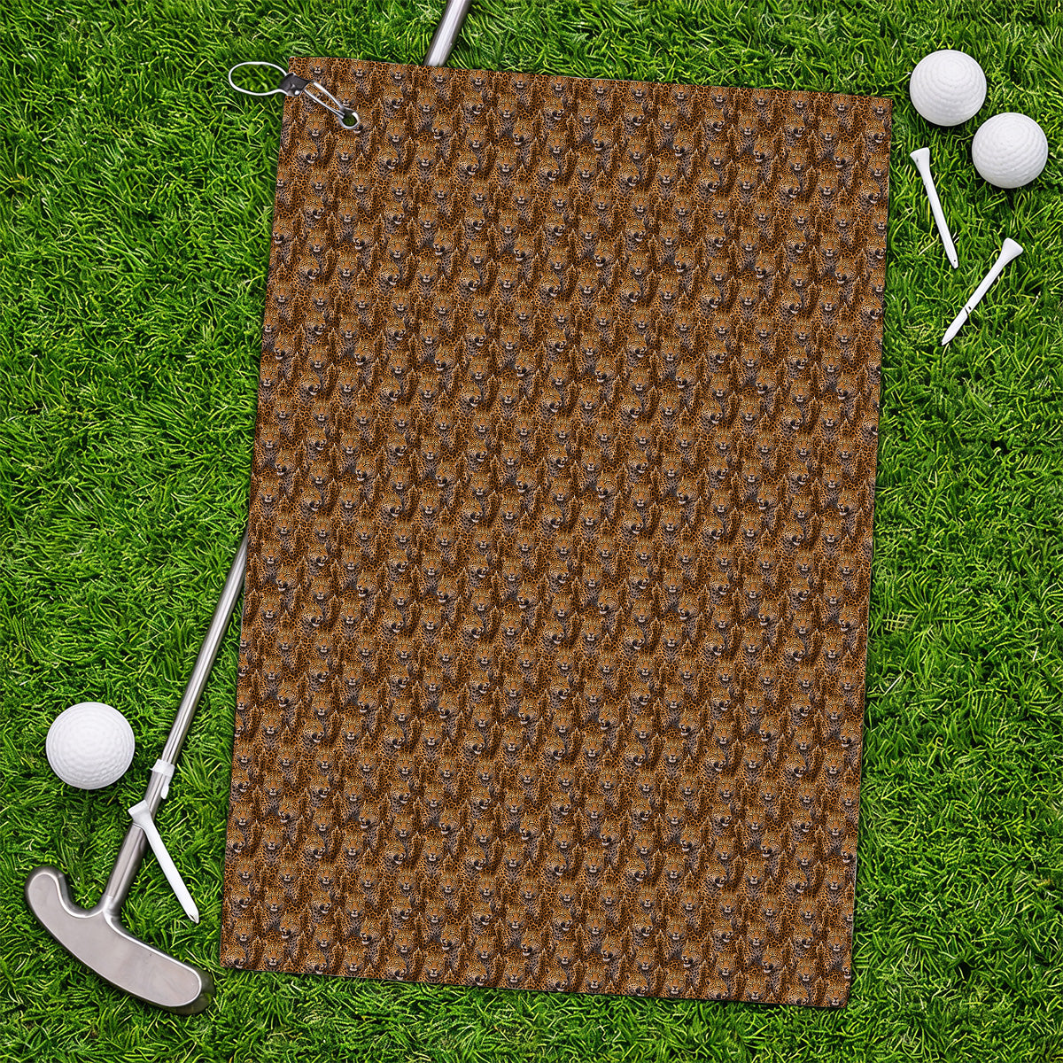 Funny Leopard Golf Towels, Bold Leopard Pattern Golf Towel, Wild Safari Gift For Golf Lovers