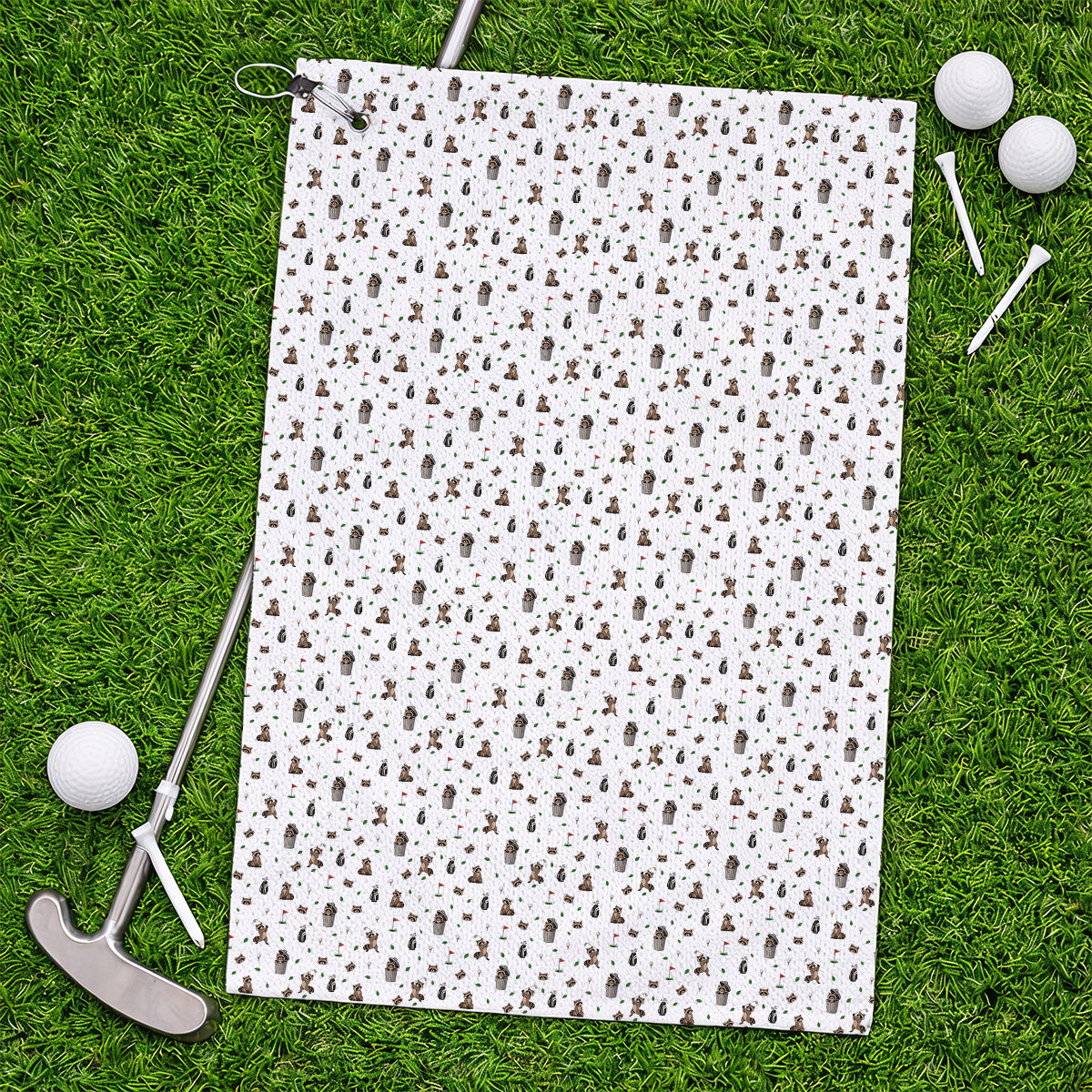 Raccoon Golf Towels, Playful Raccoon Golf Pattern Towel, Funny Animal Golf Gift for Golfer