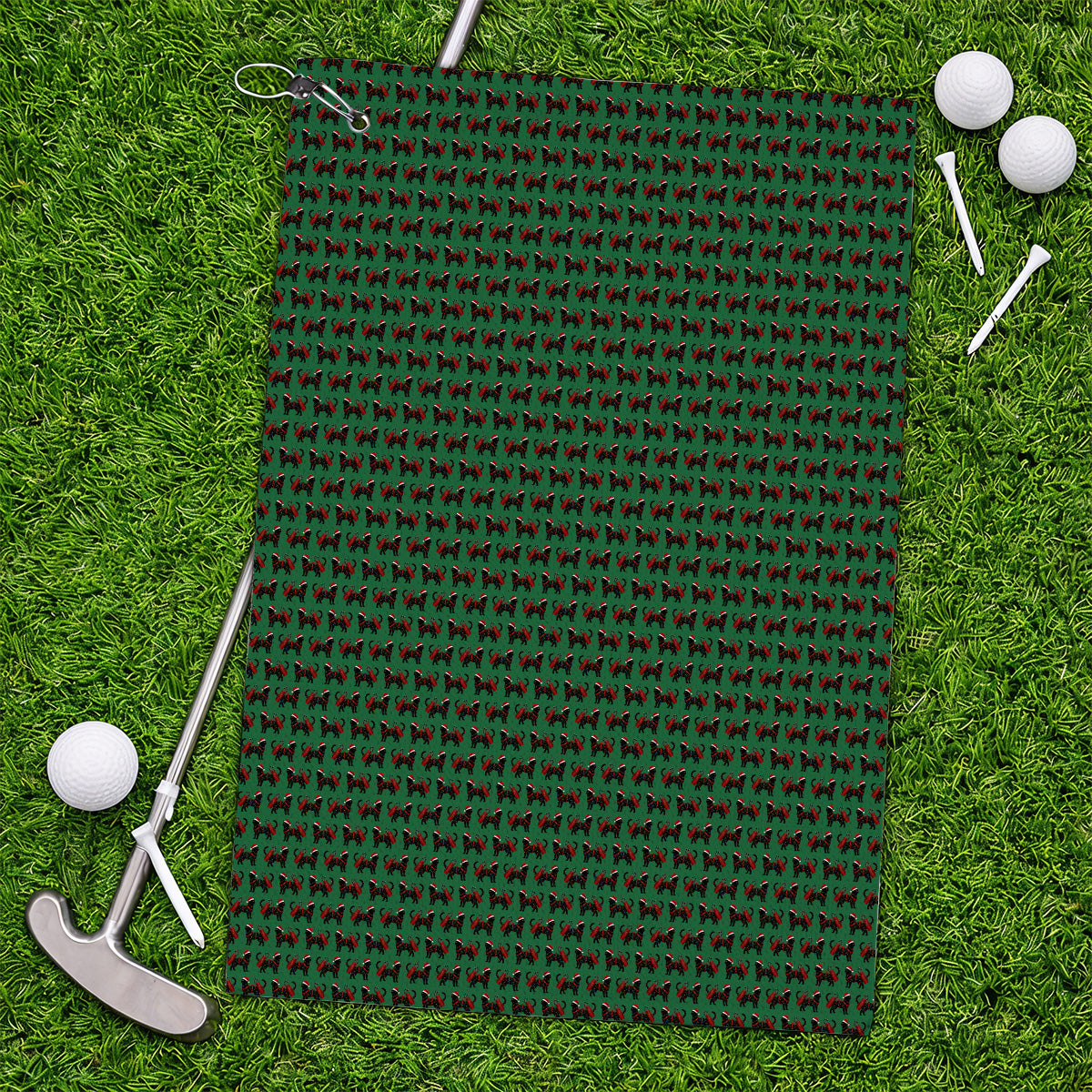 Black Cat Christmas Golf Towels, Crazy Cats Golf Towel For Xmas Holiday, Golf Gift For Cat Loving Golfer