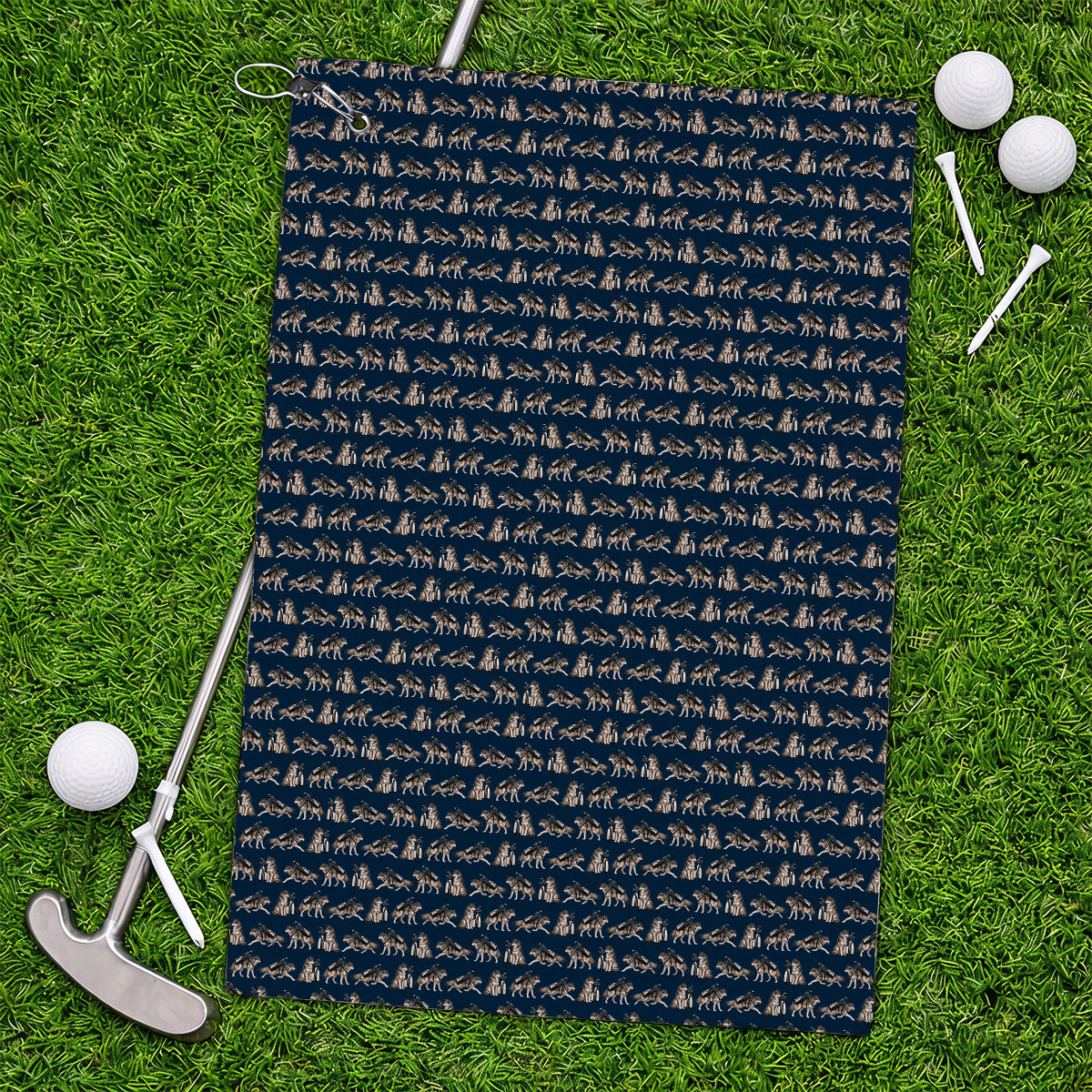 Wolf Golf Pattern Towels, Wild Wolf Golfing Towel, Unique Wolf Golf Gift for Golfers