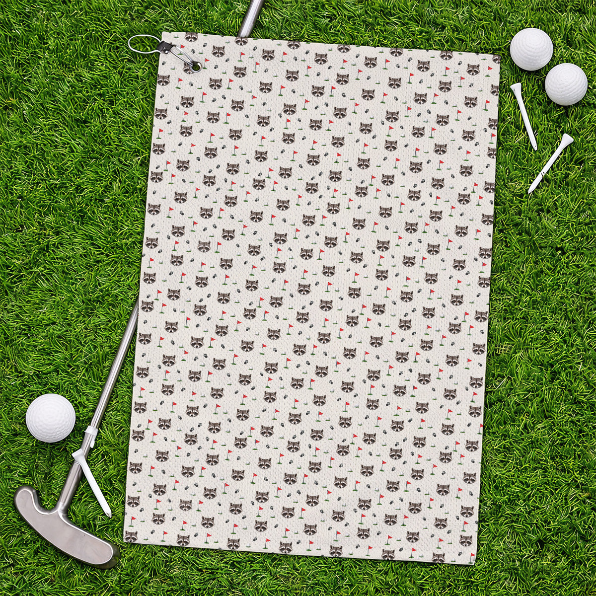 Funny Raccoon Golf Towels, Raccoon Pattern Golf Towel, Golf Gift For Golfers