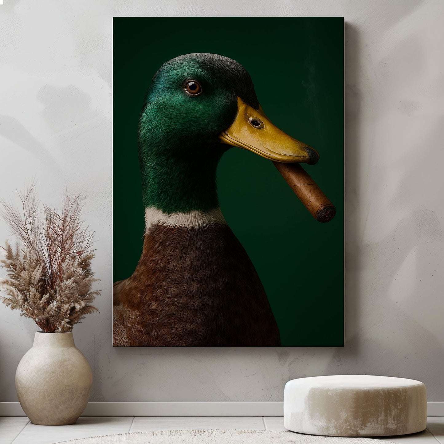 Cigar Duck Canvas, Rustic Hunting Cabin Wall Art, Gift For Man Cave