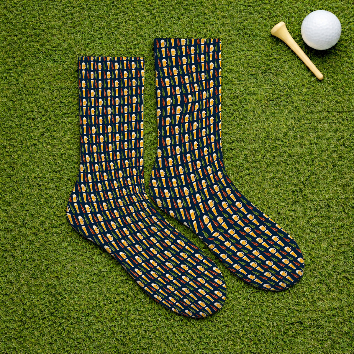 Beer Bottles Golf Socks, Vintage Beer Pattern Golf Sock, Funny Golf Gift For Golfer