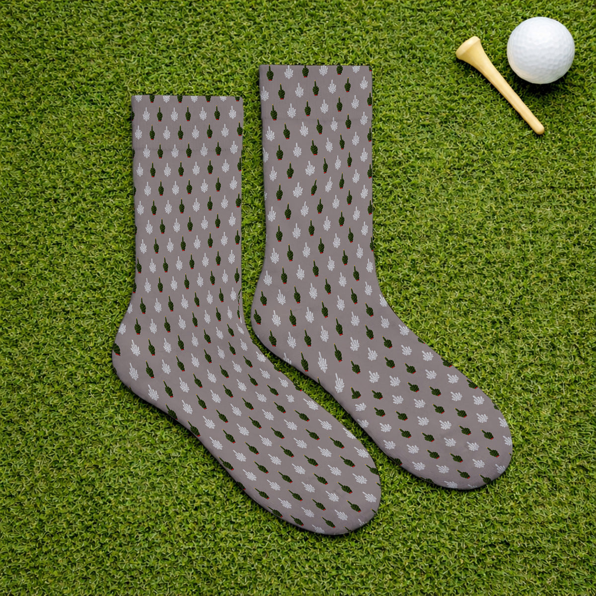 Christmas Tree Pattern Golf Socks, Xmas Golf Sock, Funny Golf Gift For Golfer