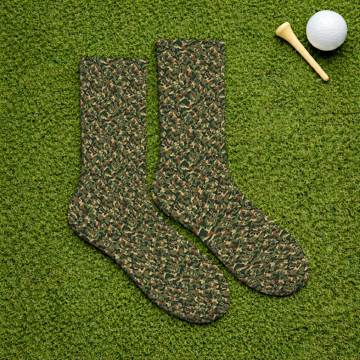 Veteran Camo Golf Socks, Army Camouflage Golf Sock, Golf Gift For Golfers