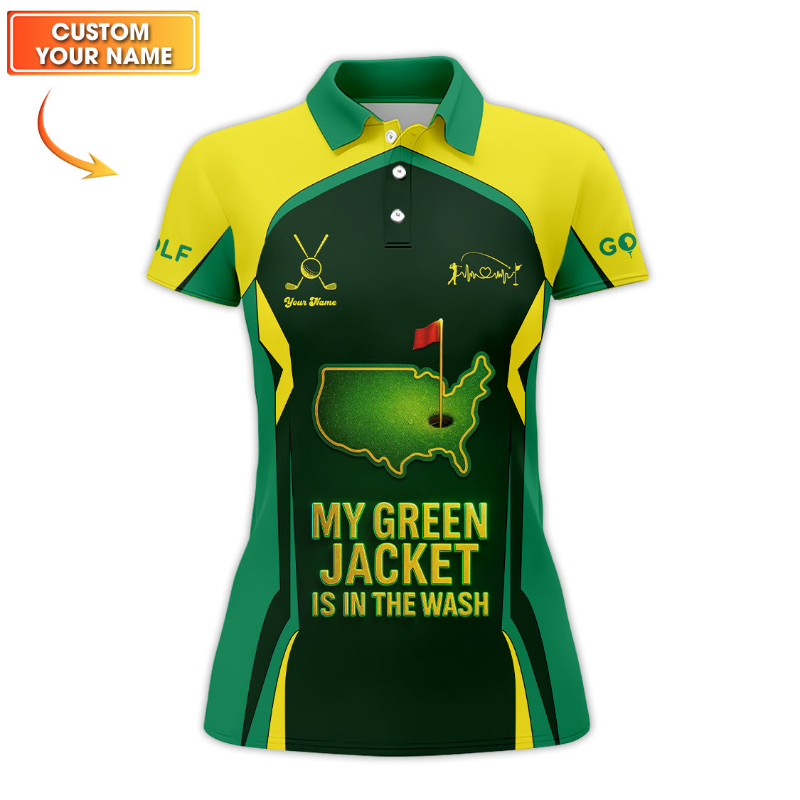 Funny Green Golf Shirt, My Green Jacket Is In The Wash Shirts, Custom Golf Jersey For Men, Golf Gift For Golfers