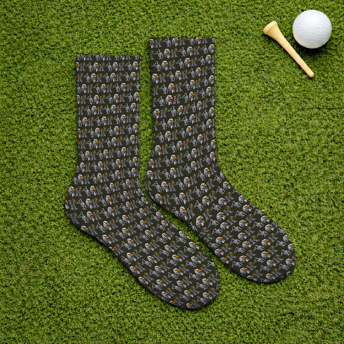 Veteran Eagle Golf Socks, Military Soldier & Army Tribute Pattern Golf Sock, Patriotic Veterans Day Golf Gift for Golfer