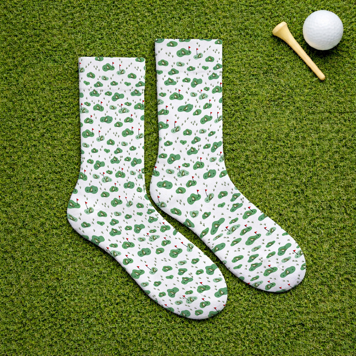 Cute Frog Golf Socks, Crazy Frog Golf Pattern Sock, Golf Gift For Golfer