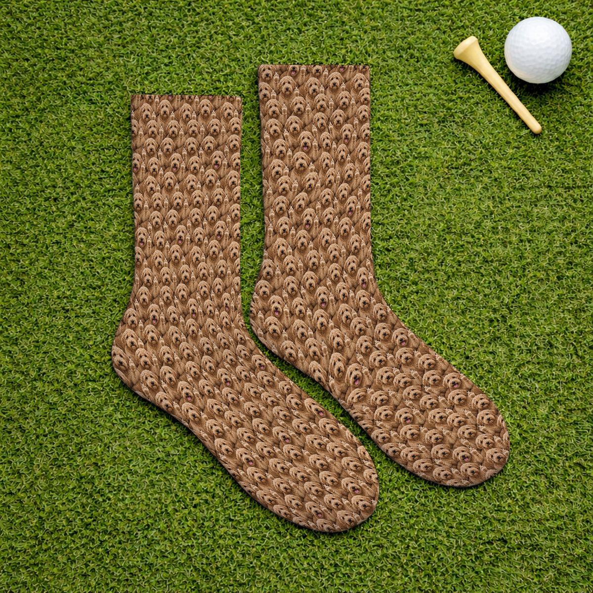 Goldendoodle Golf Socks, Funny Dog Pattern Golf Sock, Golf Gift For Golfers