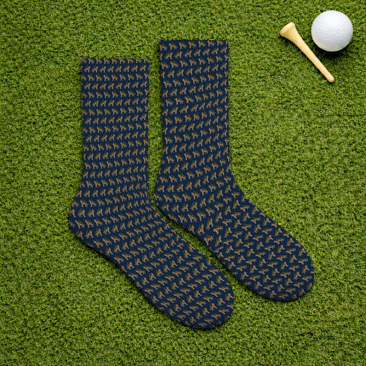 Leopard Golf Socks, Leopard Golf Pattern Sock, Funny Golf Gift For Golfers