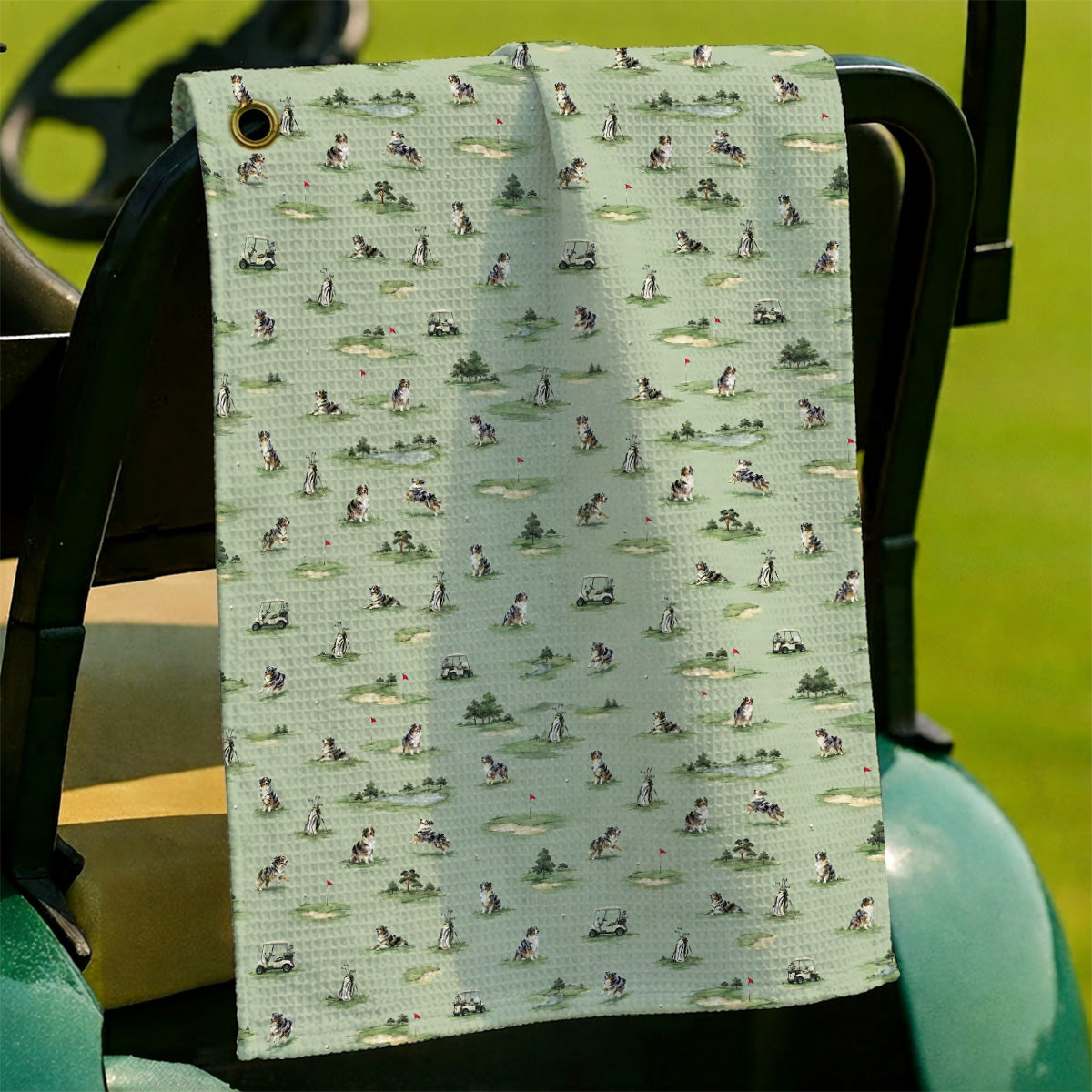 Australian Shepherd Golf Towel, Aussie Dog Pattern Golf Towels, Funny Golf Gift For Golfer
