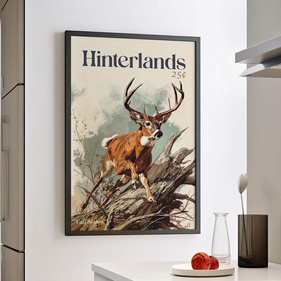 Vintage Fall Deer Canvas – Rustic Hunting Cabin Wall Art