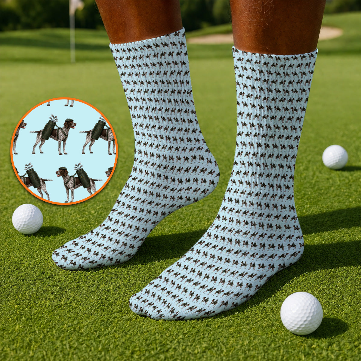 Crazy German Shorthaired Pointer Golf Socks, Pointer Pattern Golf Sock, Golf Gift For Golfer