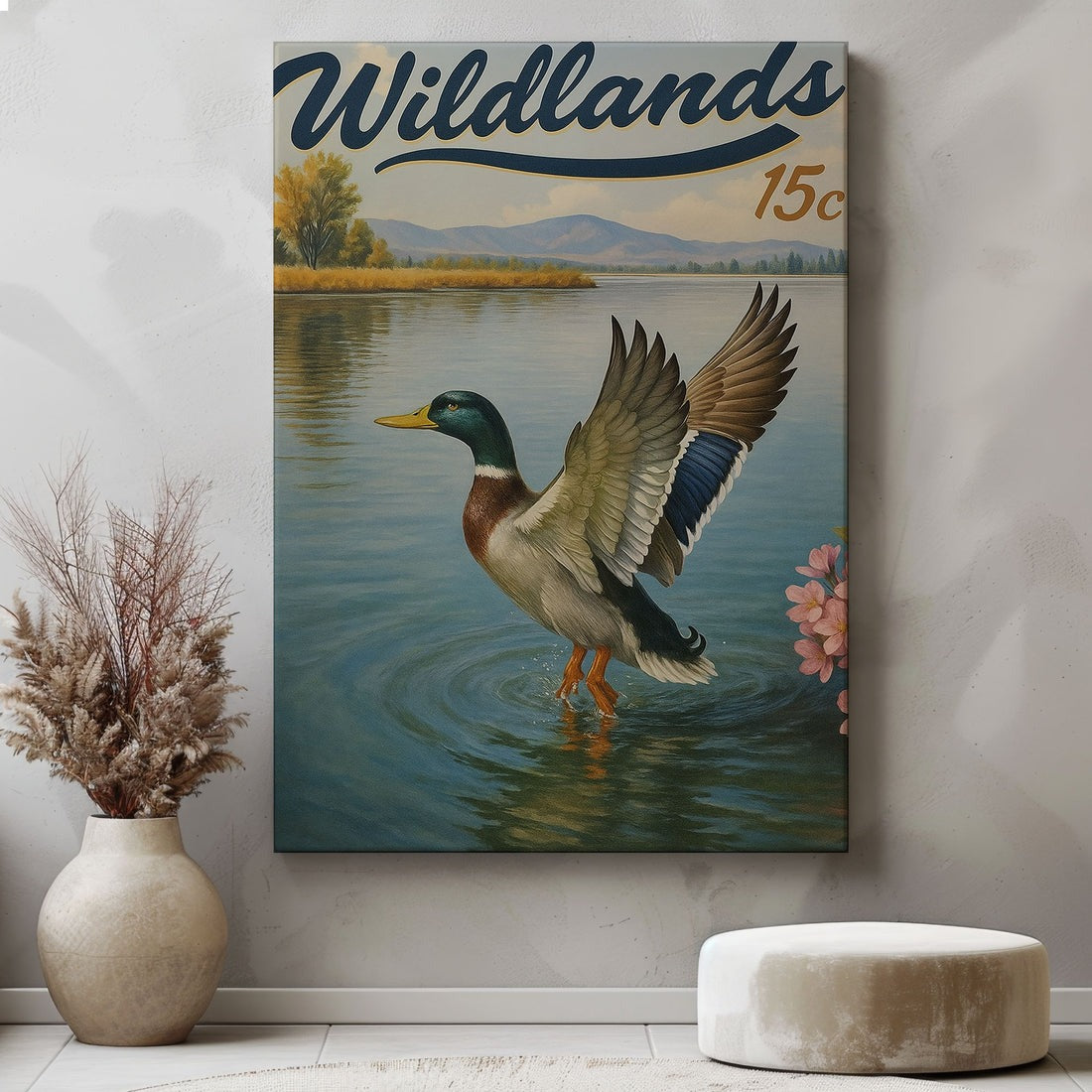 Rustic Duck Canvas, Lake Waterfowl Wall Decor For Man Cave, Gift For Cabin Decor