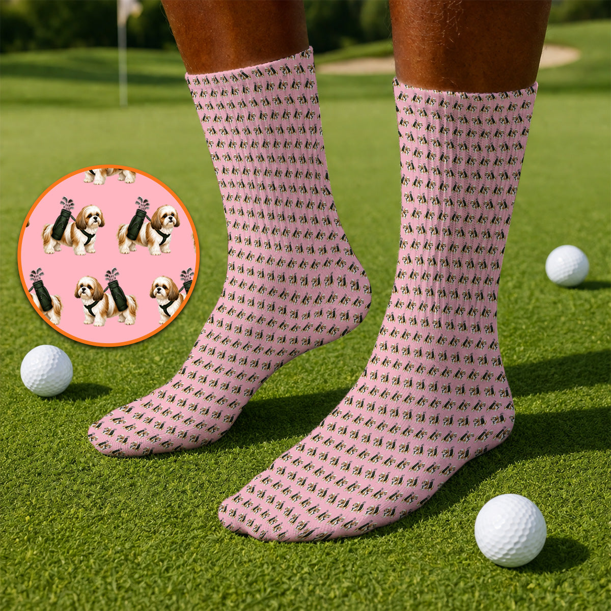 Shih Tzu Golf Sock, Cute Shih Tzu Pattern Golf Socks, Golf Gift For Golfer