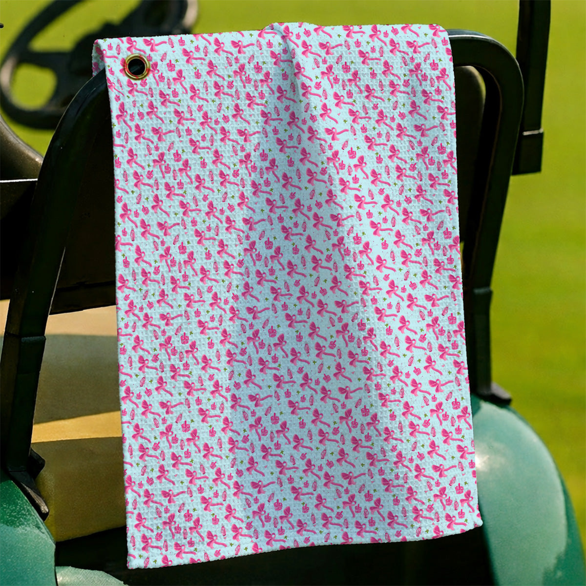 Fight With Every Swing Breast Cancer Awareness Golf Towels, Pink Ribbon & Golf Pattern Towel, Support Gift for Golfers