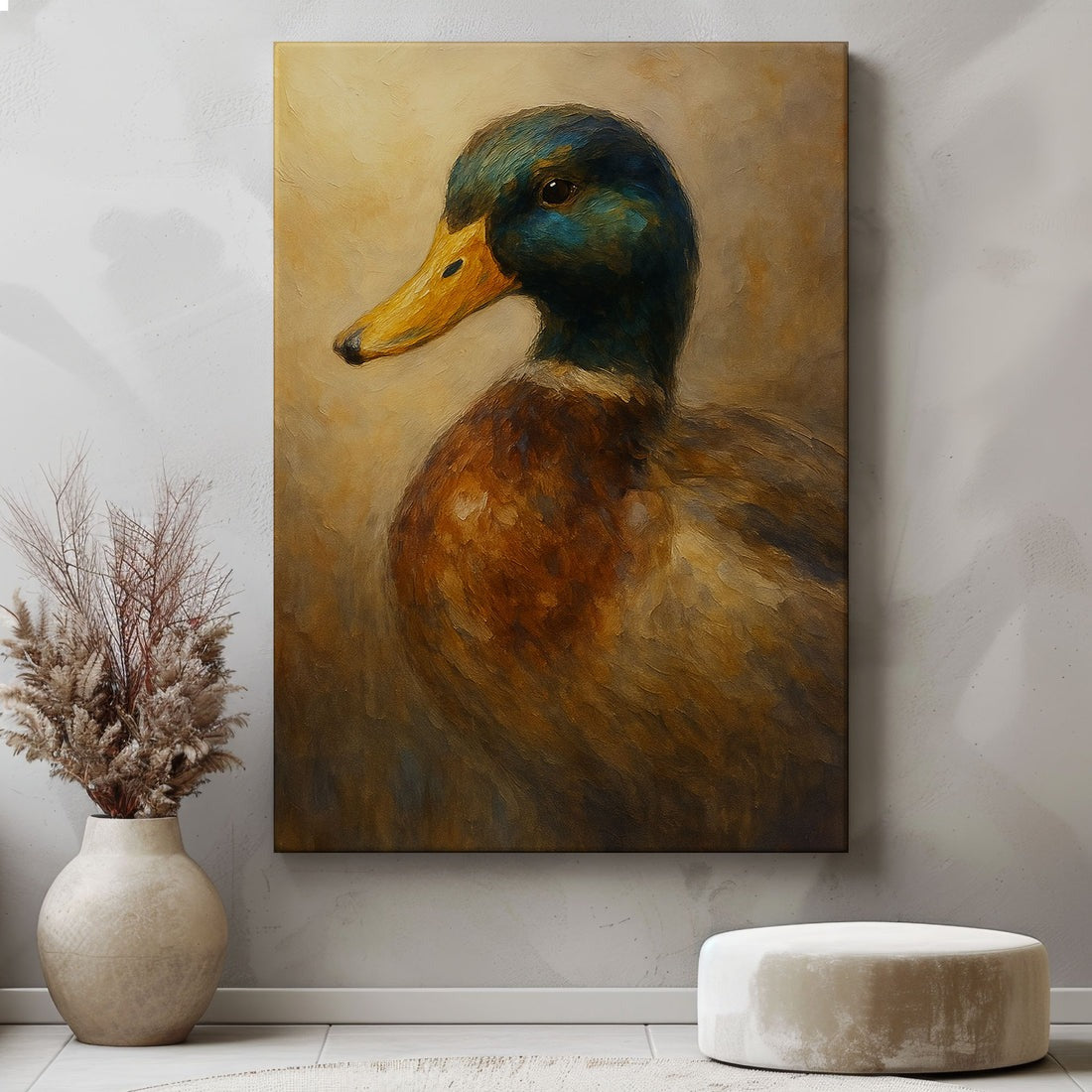Mallard Duck Canvas, Rustic Waterfowl Wall Art For Hunter, Home Decor For Man Cave