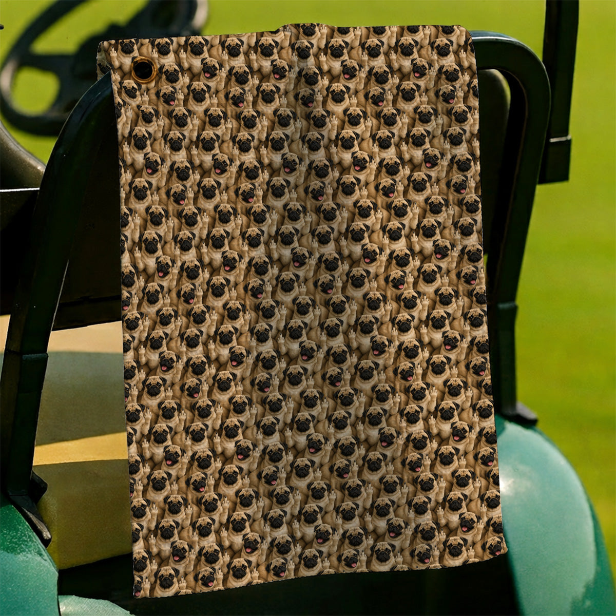 Crazy Pug Golf Towel, Pug Pattern Golf Towels, Dog Lover Golf Gift
