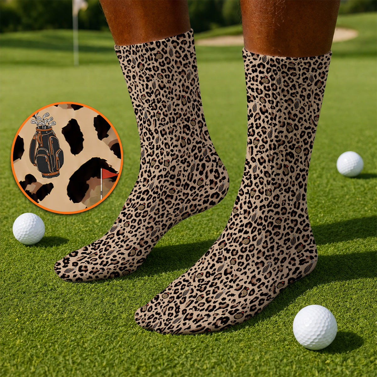 Crazy Leopard Golf Socks, Golf Gift For Sock, Leopard Pattern Golf Gift