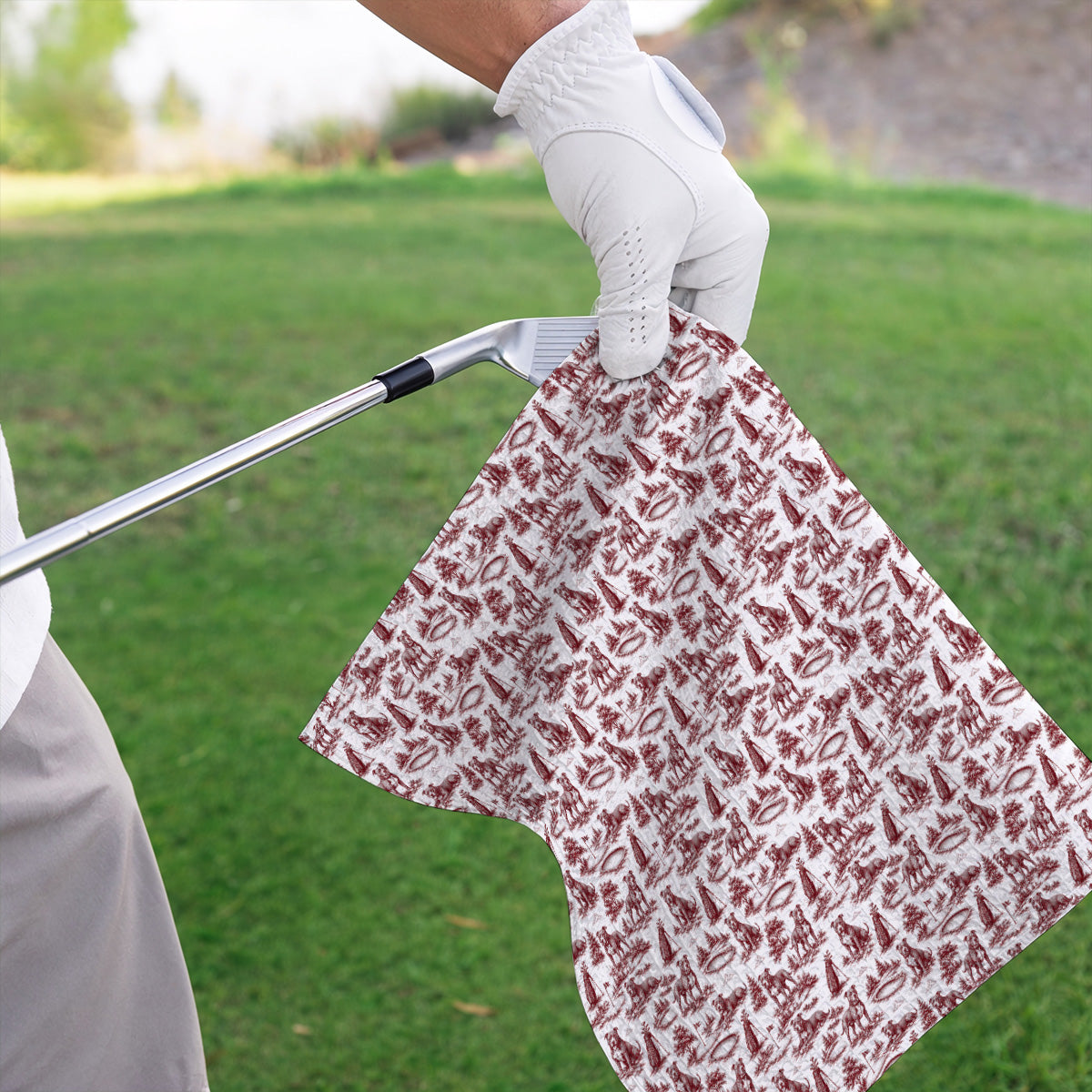 Crazy Pit Bull Golf Towels For Golfer, Toile de Jouy Pit Bull Pattern Golf Towel, Dog Lover Golf Gift