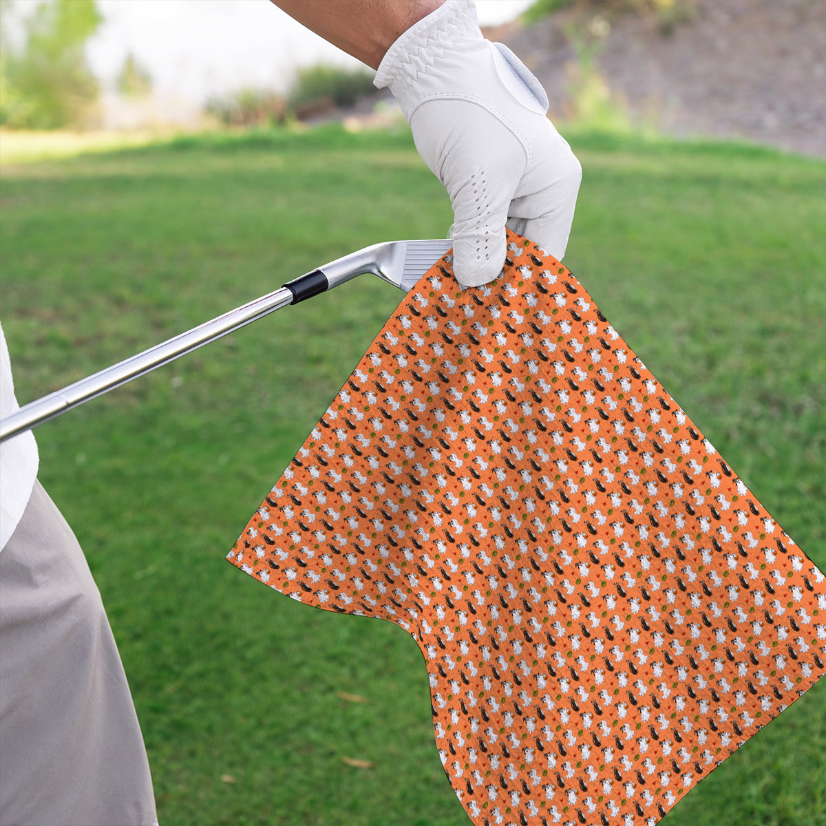 Cute Ghost Golf Towels, Halloween Pattern Golf Towel, Trick or Treat Golf Gift For Golfer