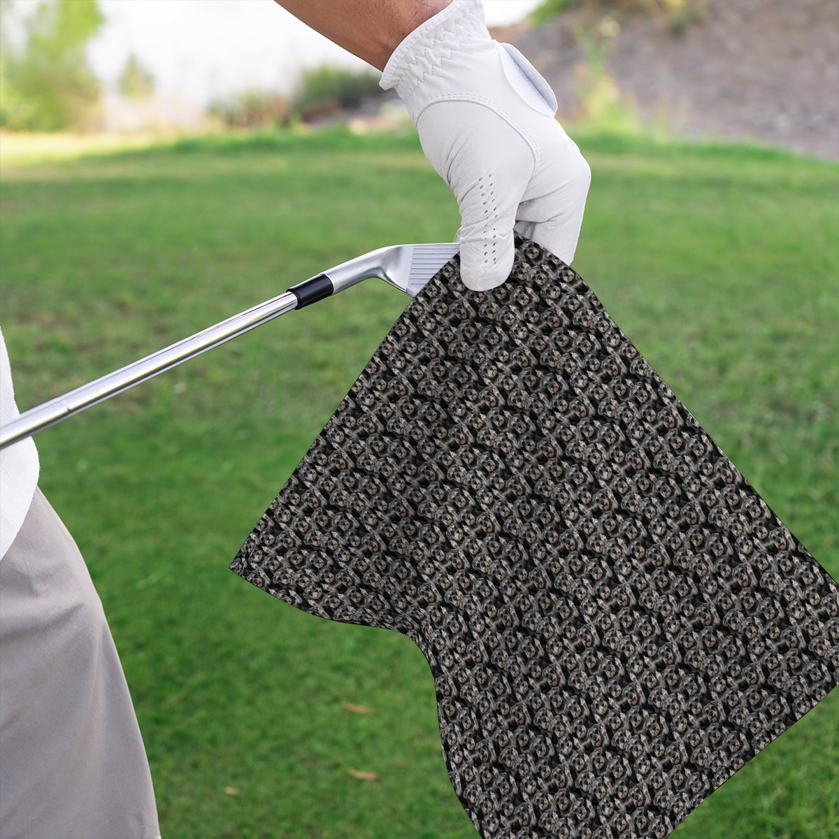 Miniature Schnauzer Middle Finger Golf Towel, Funny Mini Schnauzer Pattern Golf Towels, Golf Gift For Golfer