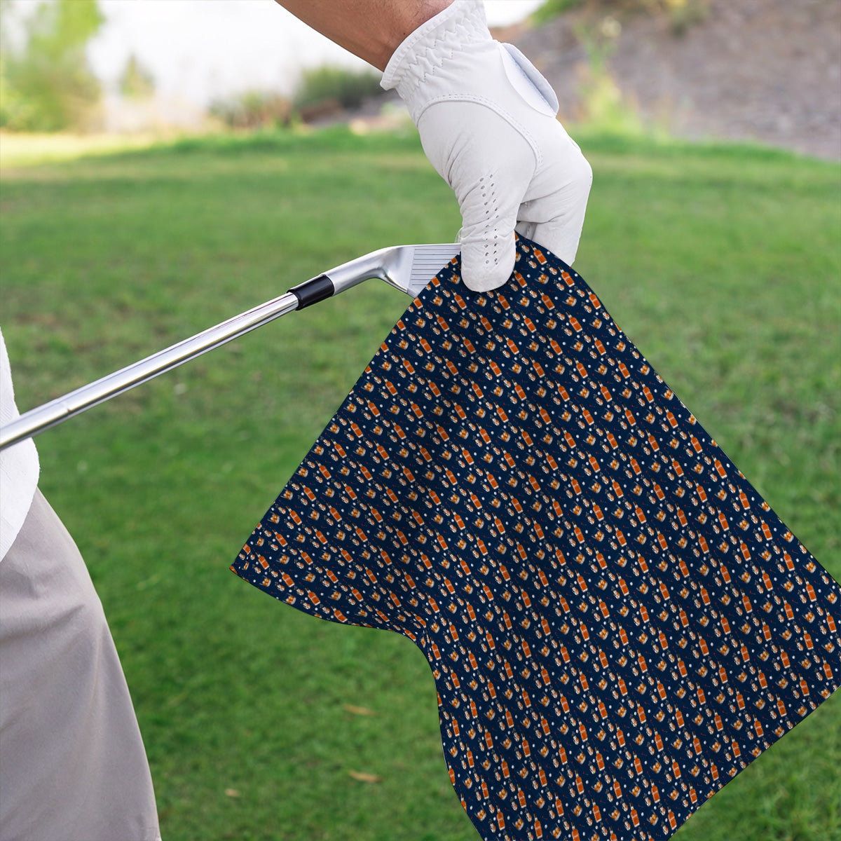 Bourbon Whiskey Golf Towels, Golf & Bourbon Pattern Towel, Unique Gift For Whiskey Loving Golfers