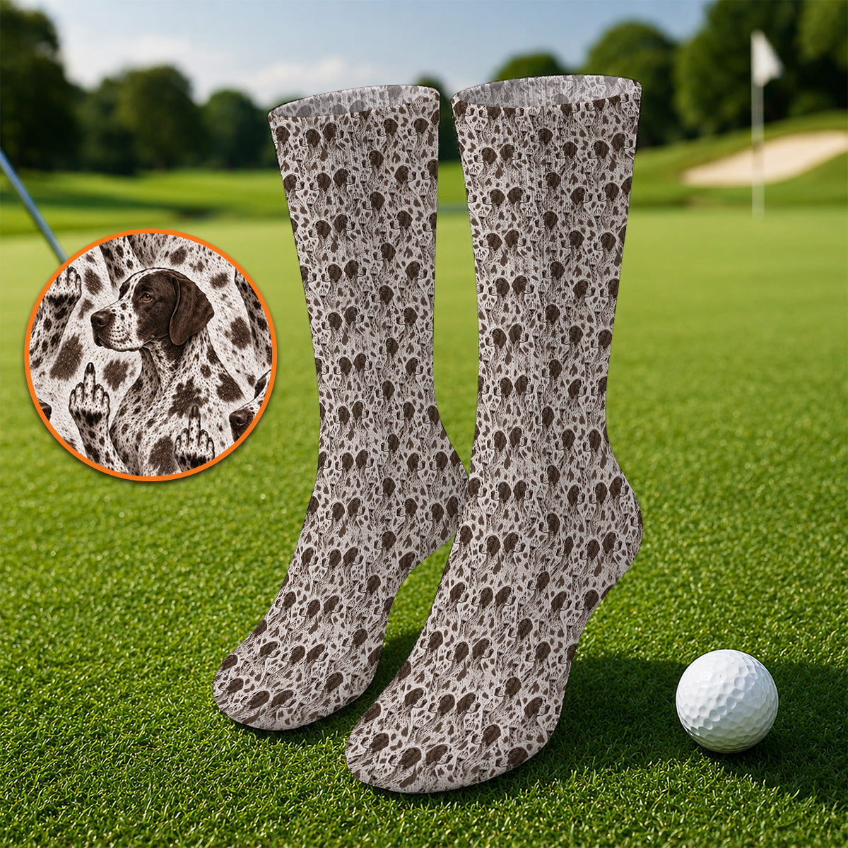 German Shorthaired Pointer Golf Socks, Pointer Pattern Golf Sock, Funny Golf Gift For Golfer