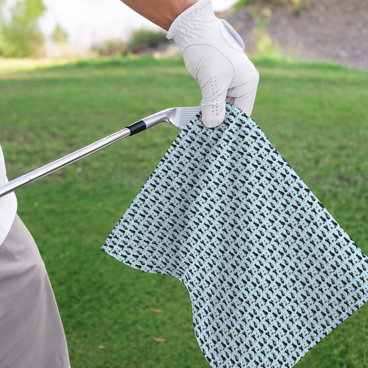 Funny Pit Bull Golf Pattern Towel, Black Pit Bull Golf Towels for Golfer, Golf Gift For Dog Lovers