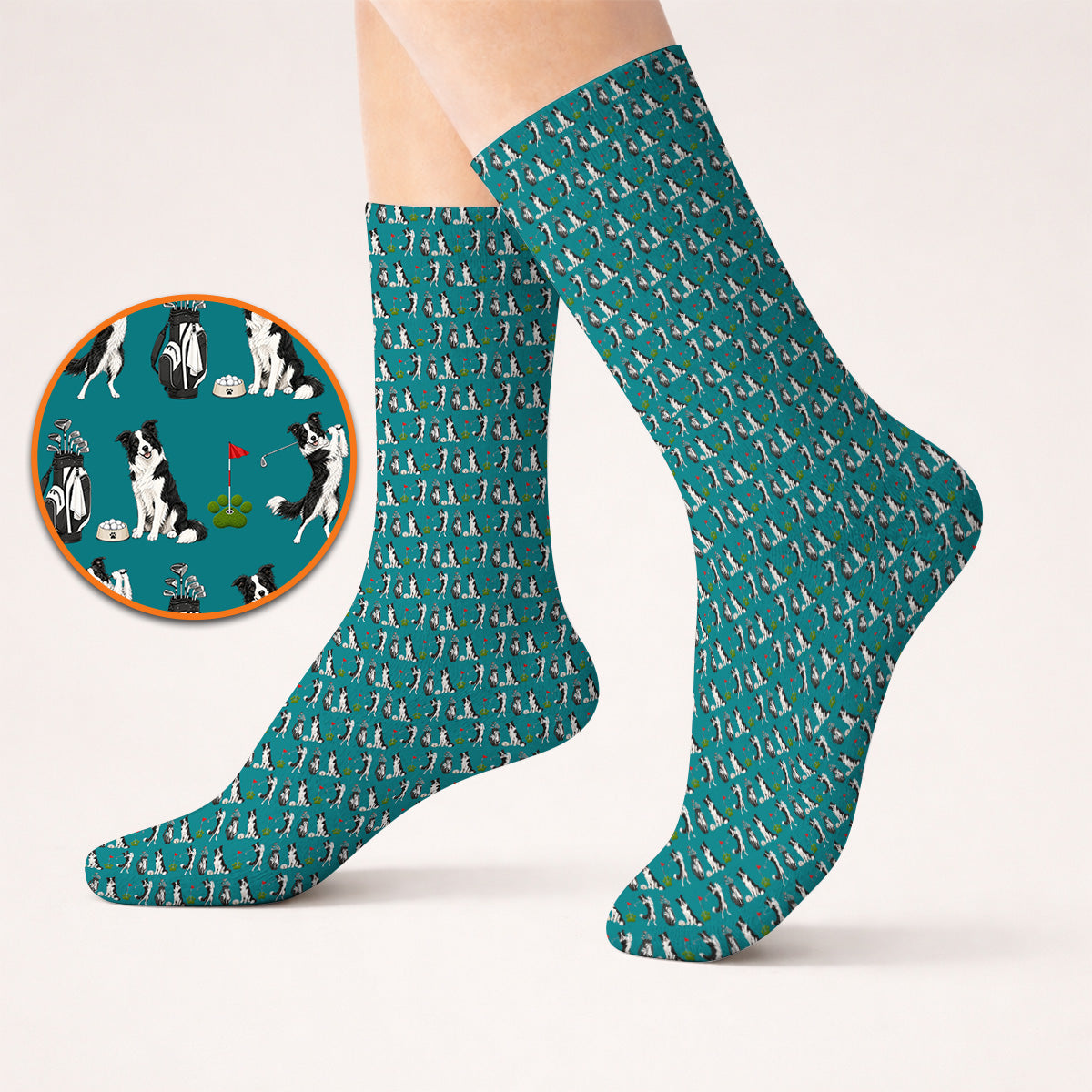 Border Collie Golf Socks, Border Collie Pattern Golf Sock for Dog Lovers, Funny Golf Gift for Golfer