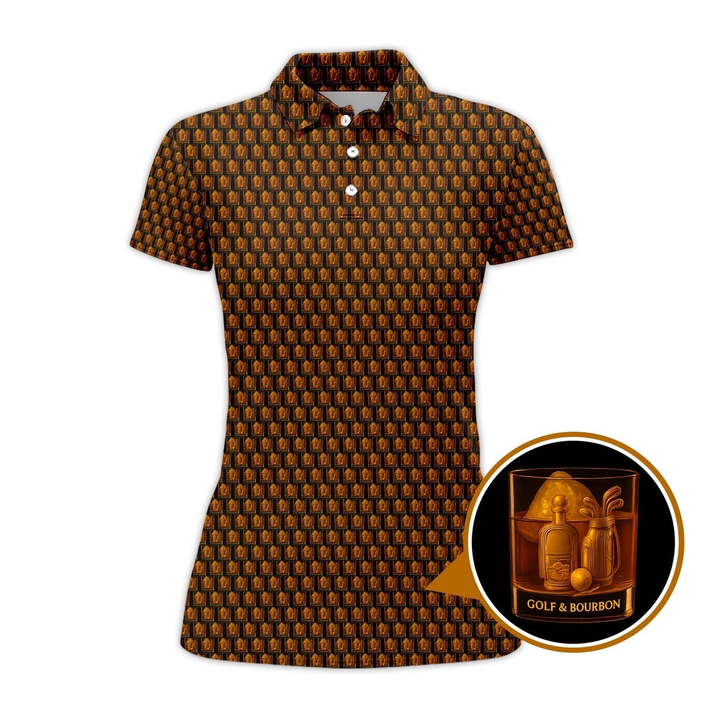 Golf & Bourbon Pattern Golf Shirt, Bourbon Golf Shirt For Men, Funny Men Golf Gift, Bourbon Golf Shirt For Golfers