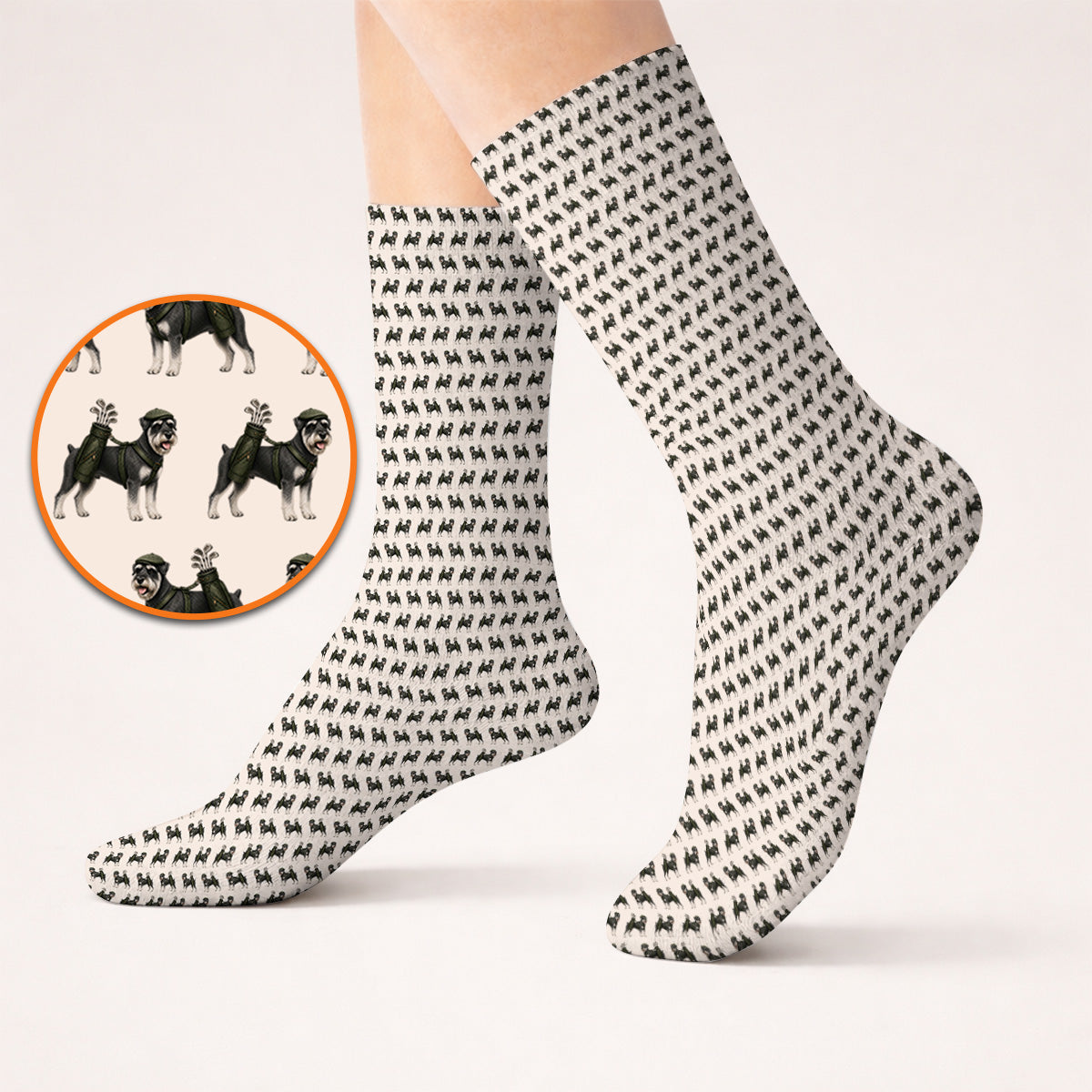 Miniature Schnauzer Golf Cart Sock, Funny Golf Schnauzer Pattern Golf Socks, Gift For Golf Lovers