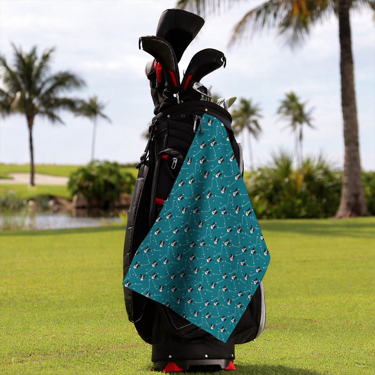 Funny Border Collie Golf Towels, Border Collie Pattern Golf Towel for Dog Lovers, Golf Gift for Golfer