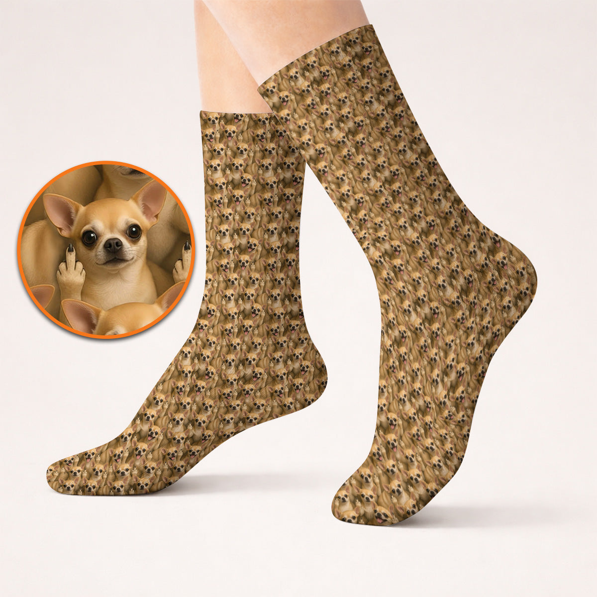 Chihuahua Middle Finger Golf Socks, Funny Chihuahua Pattern Golf Sock for Dog Lovers, Golf Gift For Golfer