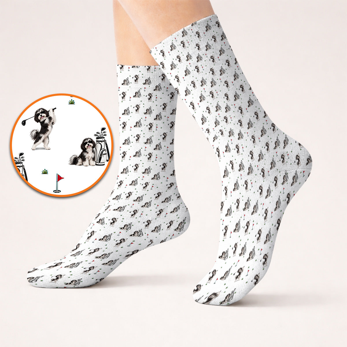 Havanese Pattern Golf Socks, Havanese Golf Sock, Funny Golf Gift for Golfer