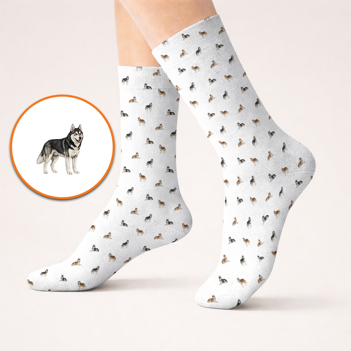 Funny Husky Sibir Golf Socks, Husky Pattern Golf Sock For Golfer, Golf Gift For Dog Lover