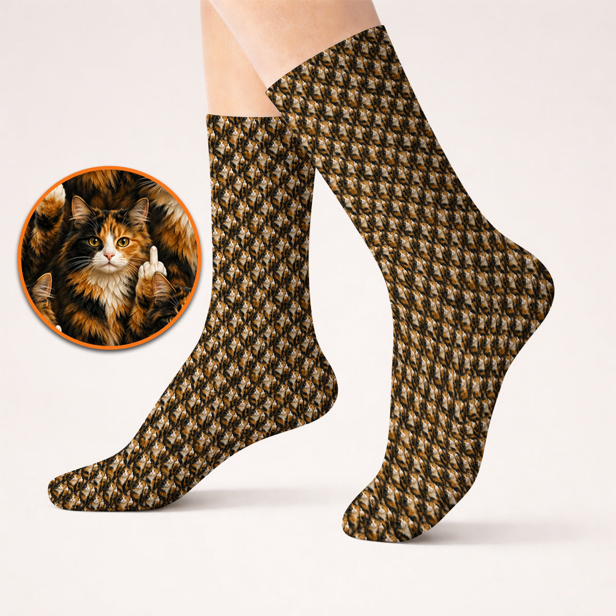 Calico Longhair Cat Golf Socks, Funny Calico Cat Pattern Golf Sock, Golfer Gift for Cat Lovers
