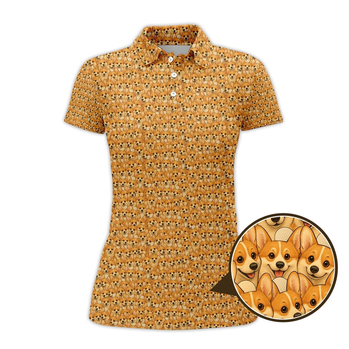 Corgi Dog Pattern Golf Shirt, Funny Corgi Golf Shirt For Dog Lovers, Golf Gift For Men's