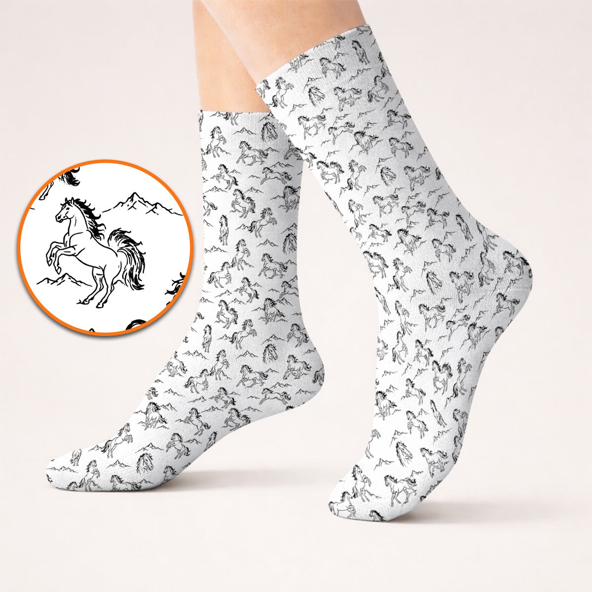 Crazy Horse Golf Pattern Socks, American Quarter Horse Golf Sock, Western Horse Gift for Golfers
