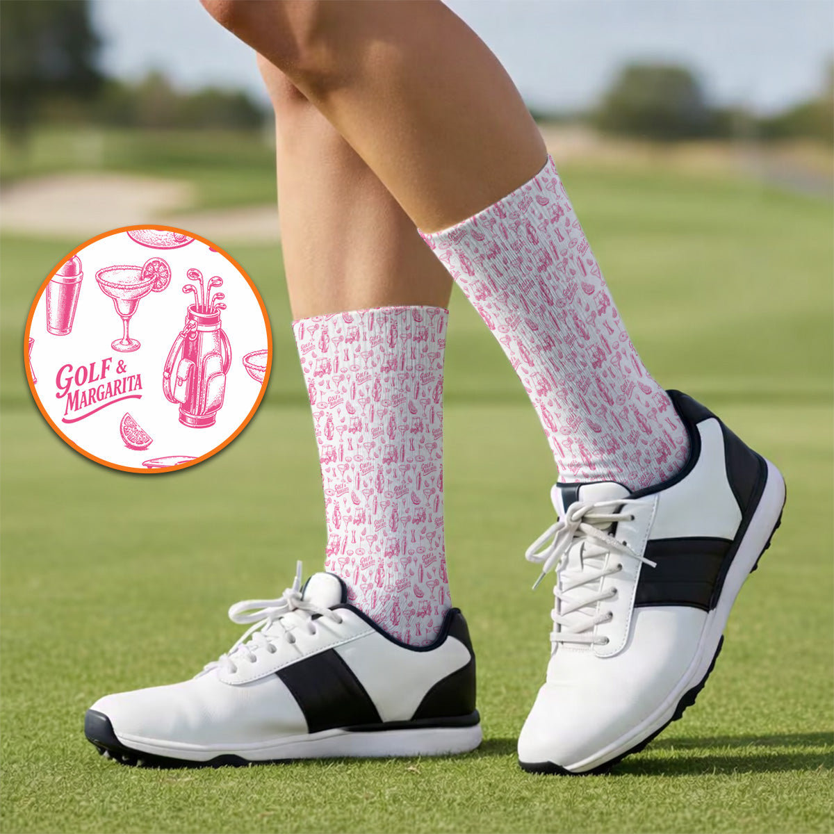 Golf & Margarita Pattern Golf Sock, Margarita Lover Golf Socks, Funny Golf Gift For Golfer