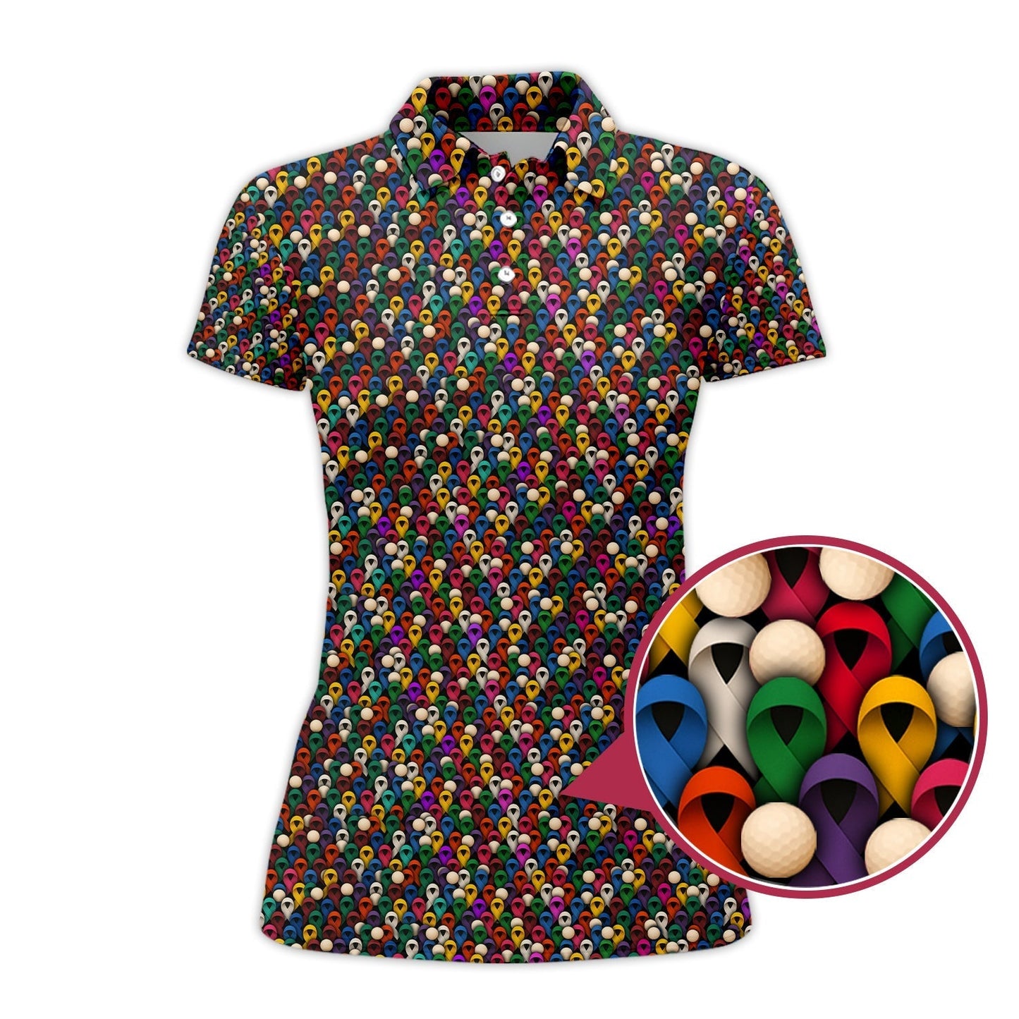 Cancer Survivor Shirt, Cancer Awareness Polos, Pattern Golf Shirt For Golfer