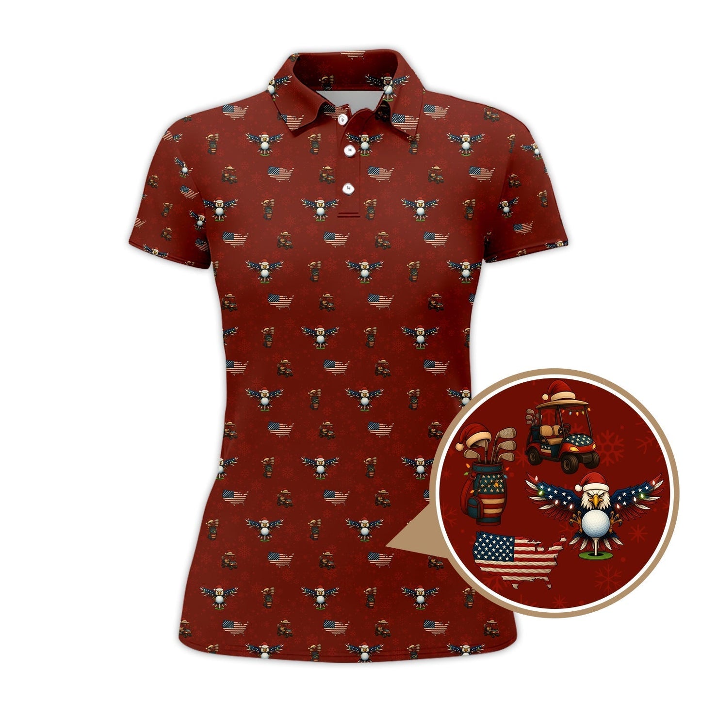 USA Golf Shirt For Golfer, Christmas Golf Shirt, Funny Pattern Golf Shirt For Men