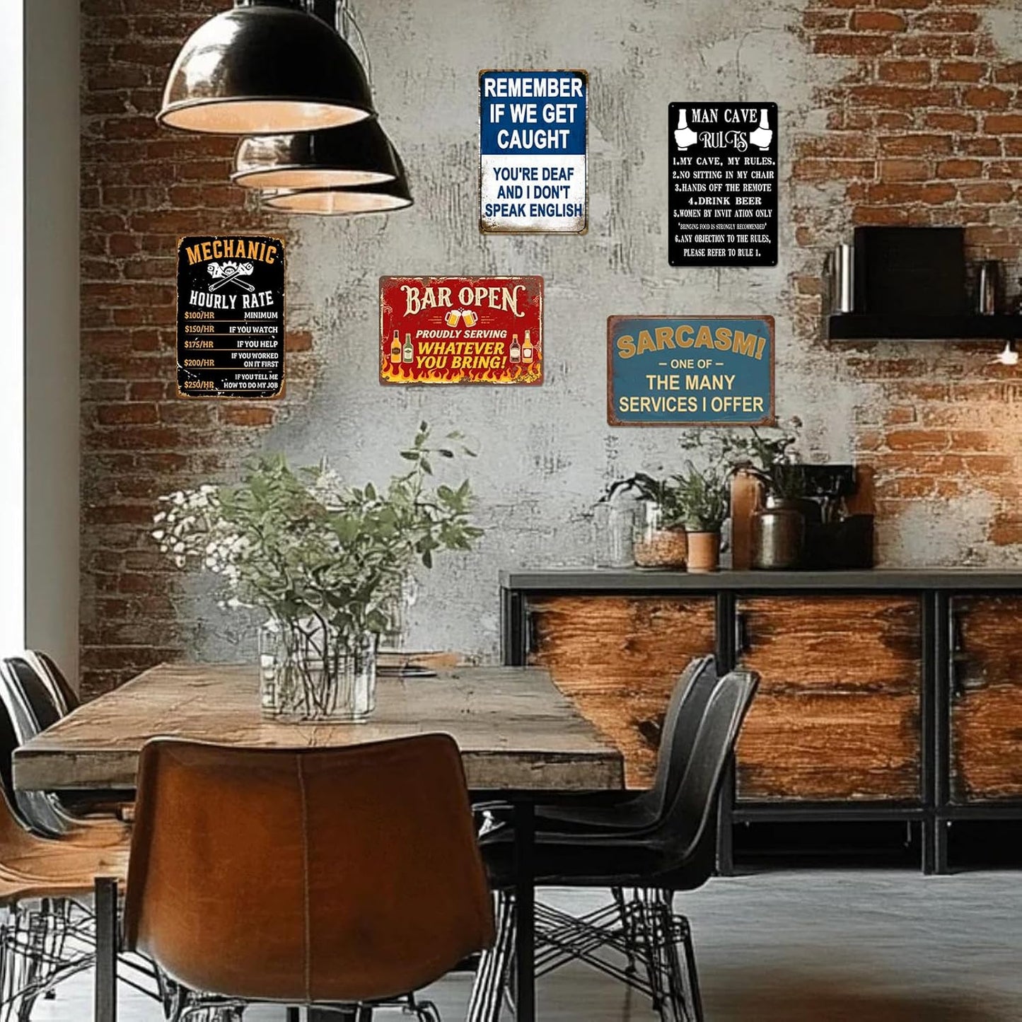 Man Cave Rules Metal Sign, Funny Bar Signs For Home Decor, Wall Art Decor For Men