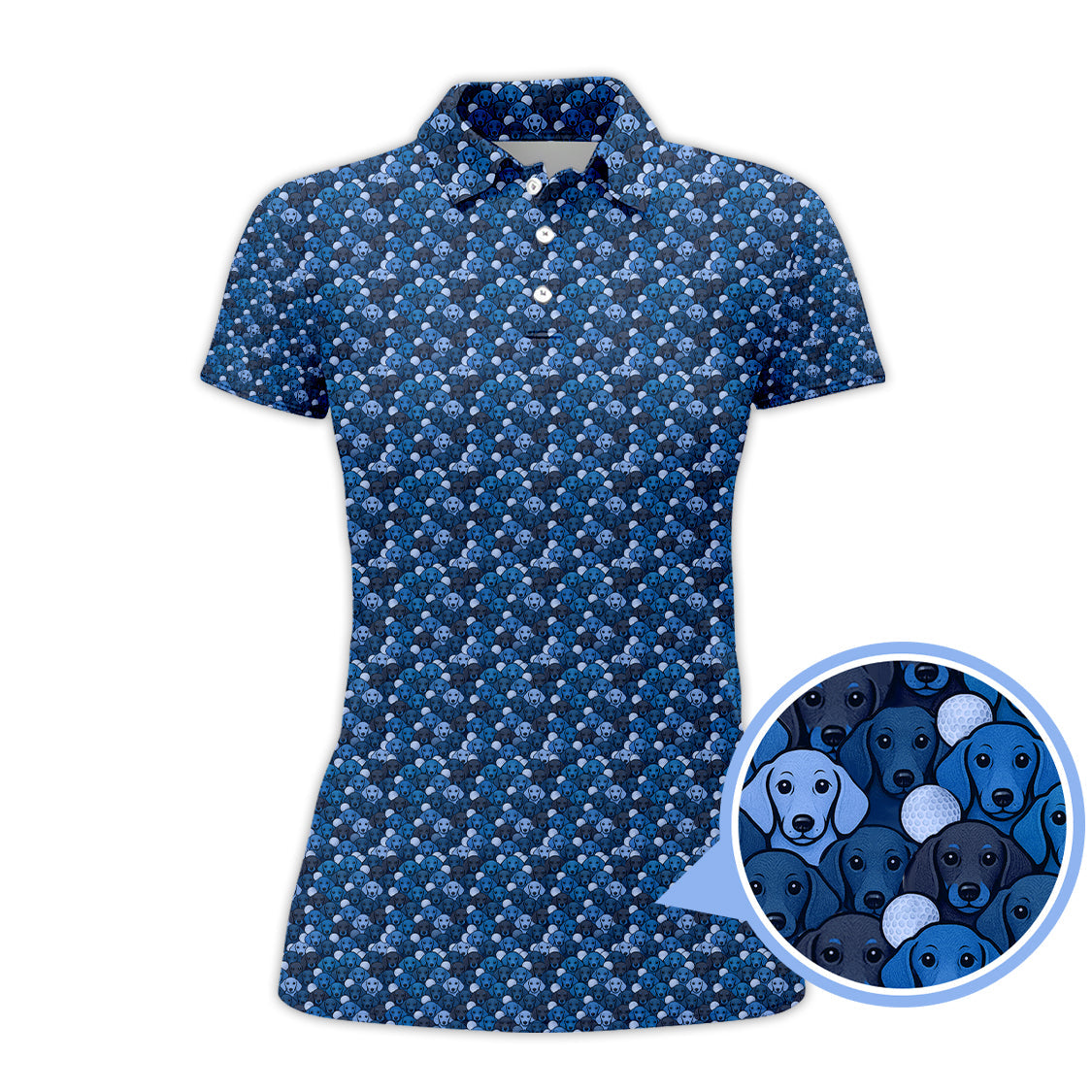 Dachshund Dog Pattern Golf Shirt With Navy Color , Funny Dachshund Golf Shirt For Golfers, Golf Gift For Dog Lover