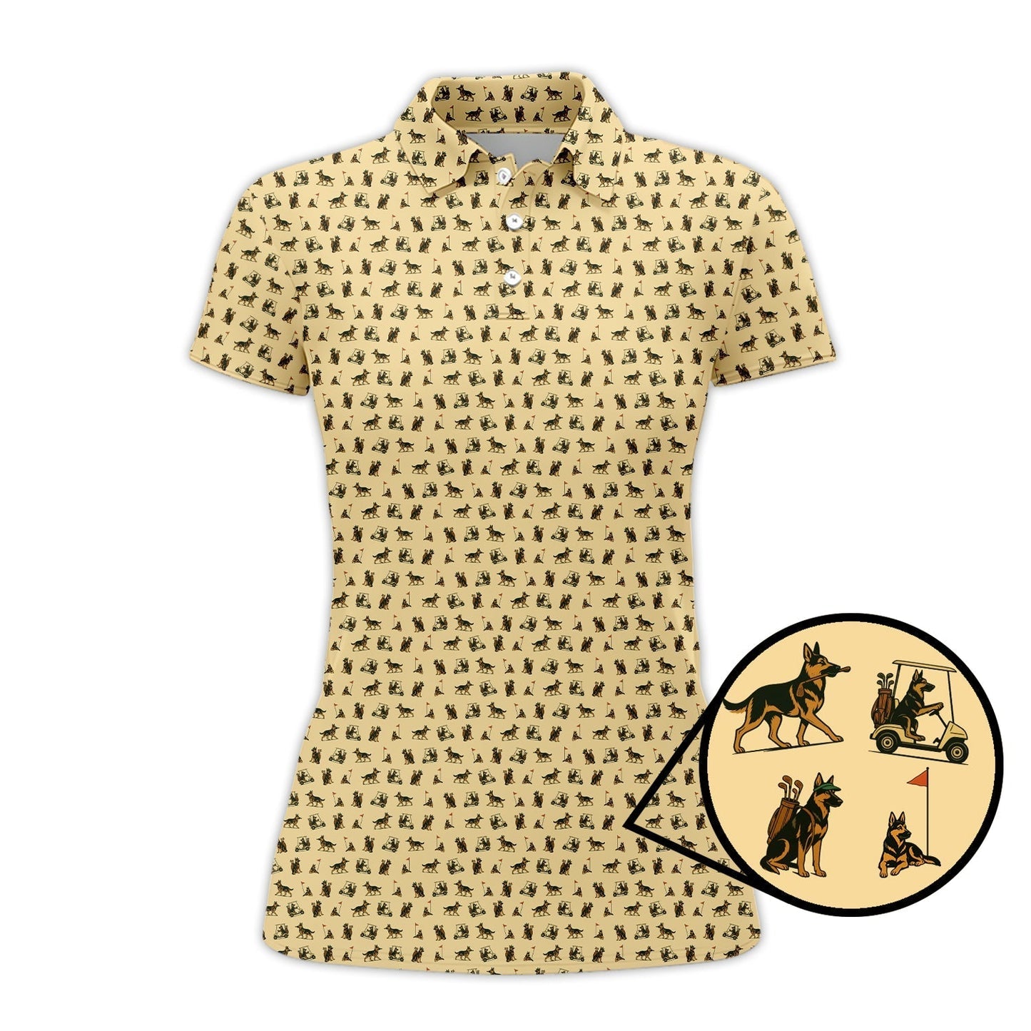German Shepherd Golf Shirt For Men, Funny Pattern Golf Shirt, Dog Golf Shirt