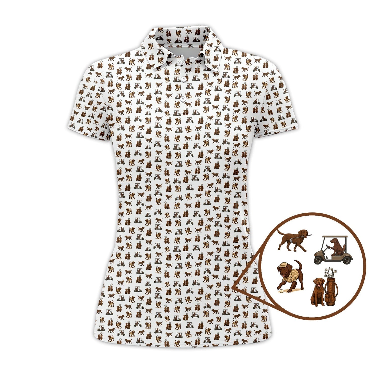 Golf Pattern Shirt, Labrador Golf Shirt For Golfer, Crazy Dog Golf Shirt For Men