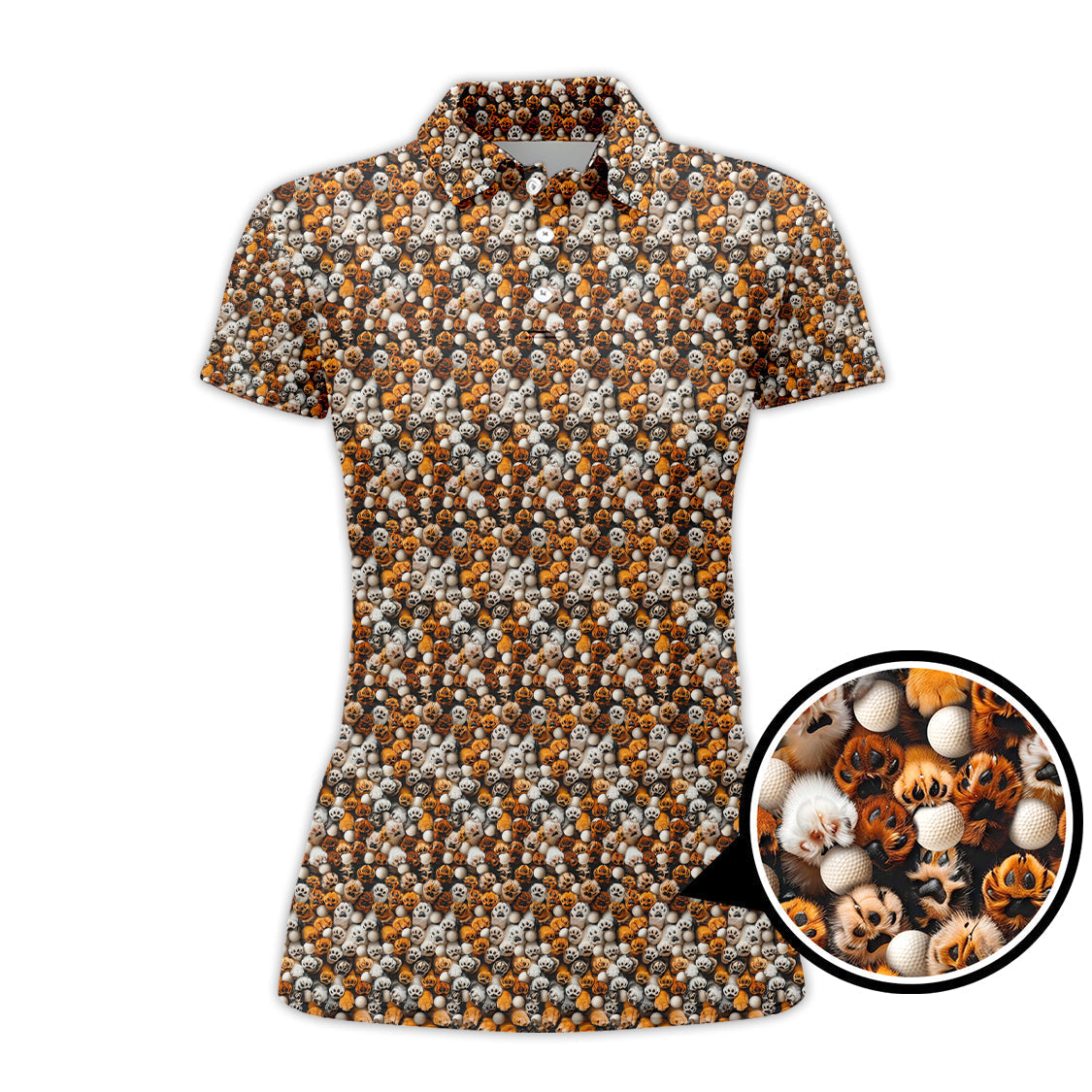 Paw Pattern Golf Shirt For Pet Lover, Funny Golf Polos, Crazy Golf Shirts For Golfers