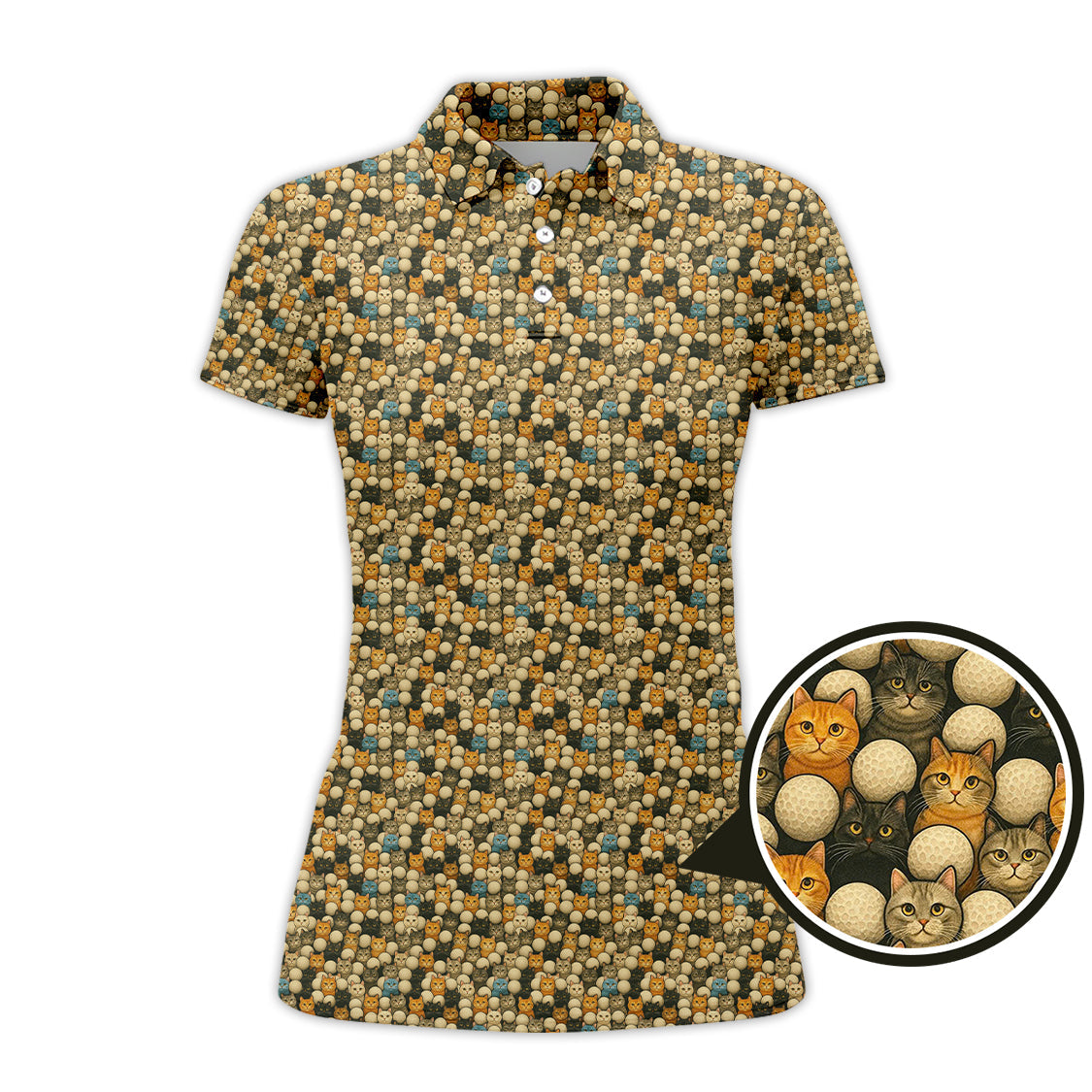 Funny Cat Golf Shirt For Golfer - Cat Pattern Golf Shirt - Golf Gift For Cat Lovers