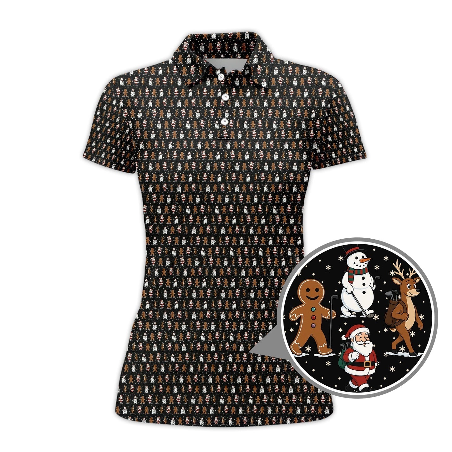 Christmas Golf Shirt, Funny Santa Pattern Golf Shirt, Xmas Golf Shirt