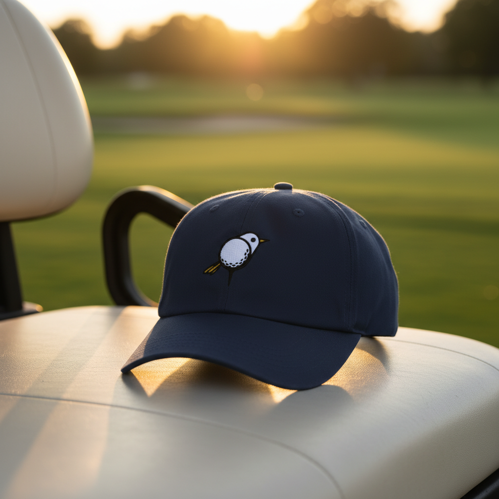 Embroidered Bird Golf Cap, Premium Black Adjustable Hat, Golf Gift For Golfer